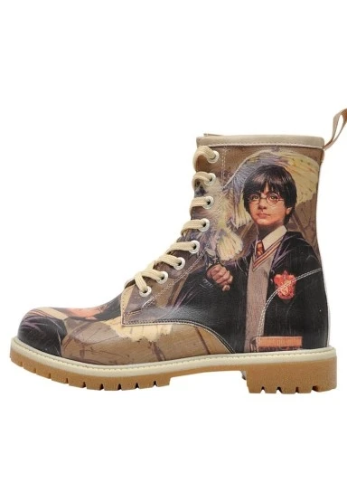 Kadın Vegan Deri Çok Renkli Uzun Bot - Warner Bros Harry and Hedwig Harry Potter Tasarım - 