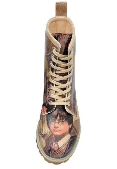 Kadın Vegan Deri Çok Renkli Uzun Bot - Warner Bros Harry and Hedwig Harry Potter Tasarım - 