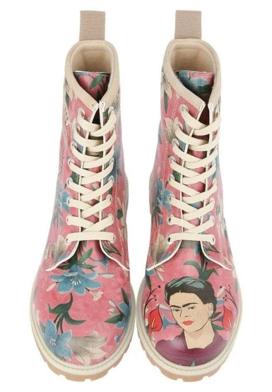 Kadın Vegan Deri Çok Renkli Uzun Bot - Like You Are Magic Frida Kahlo Tasarım - 