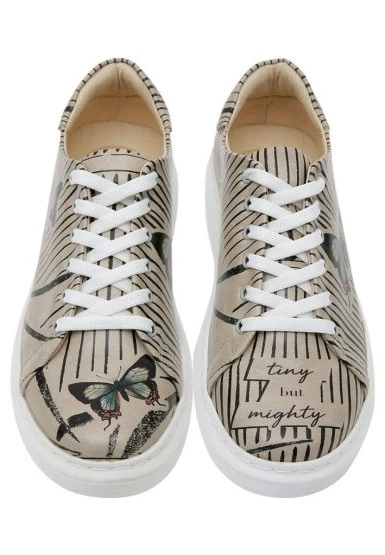 Kadın Vegan Deri Gri Sneakers - Tiny But Mighty Tasarım - 