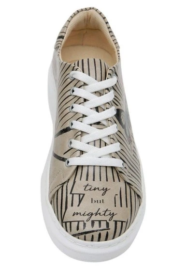 Kadın Vegan Deri Gri Sneakers - Tiny But Mighty Tasarım - 