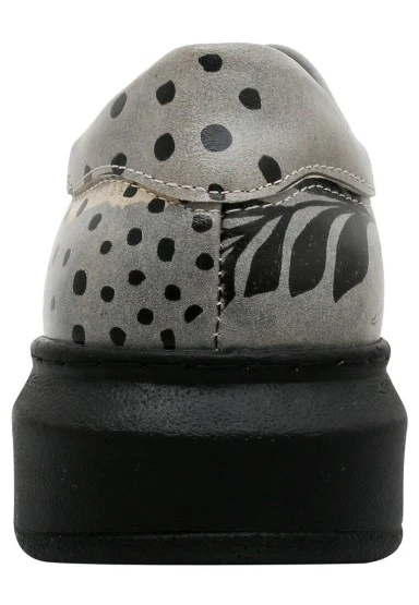 Kadın Vegan Deri Gri Sneakers - Birds Chirping Tasarım - 