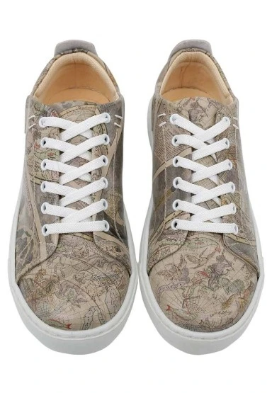 Kadın Vegan Deri Gri Sneakers - Astronomy Map Tasarım - 