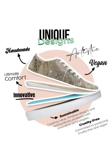 Kadın Vegan Deri Gri Sneakers - Astronomy Map Tasarım - 