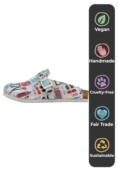Kadın Vegan Deri Gri Terlik - I Heart London Tasarım - 