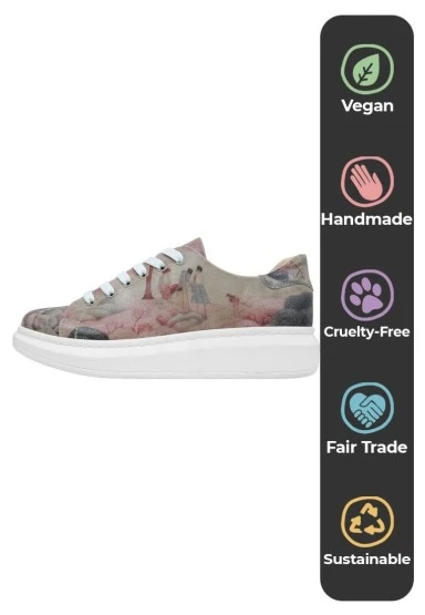 Kadın Vegan Deri Çok Renkli Sneakers - Spring in East Tasarım - 