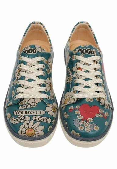 Kadın Vegan Deri Çok Renkli Günlük Sneakers - Show Yourself More Love Tasarım - 