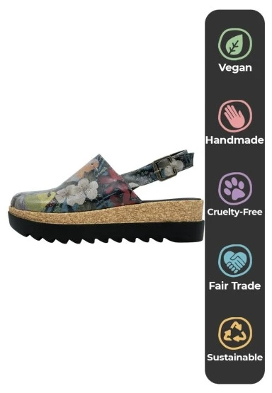 Kadın Vegan Deri Çok Renkli Kalın Taban Sandalet - Fly Anywhere Tasarım - 