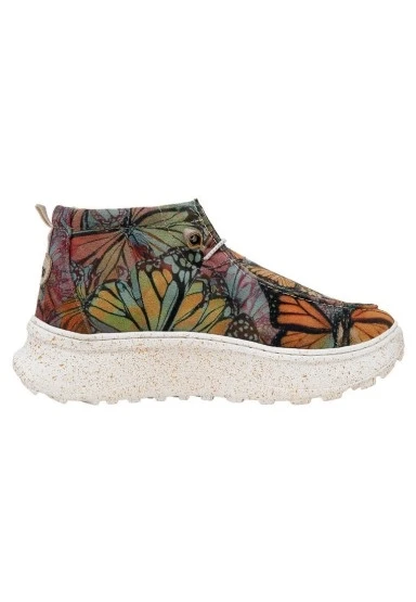 Kadın Vegan Deri Krem Bot - Moths and Butterflies Tasarım - 