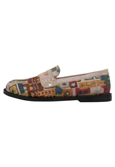 Kadın Vegan Deri Krem Loafer - Anatolian Patterns Tasarım - 