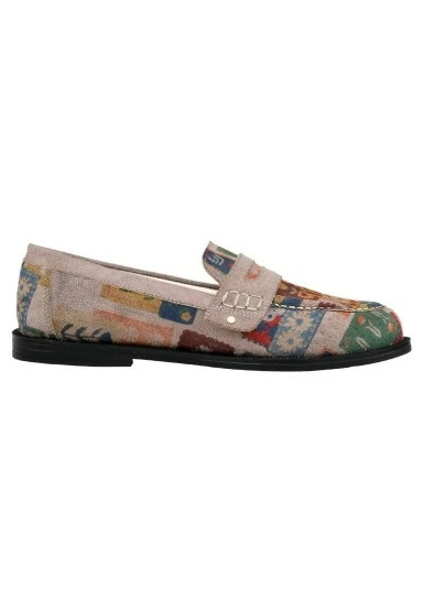 Kadın Vegan Deri Krem Loafer - Anatolian Patterns Tasarım - 