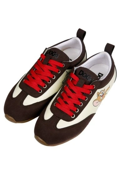 Kadın Vegan Deri Krem Sneakers - Warner Bros Looney Tunes Tom & Jerry Tasarım - 