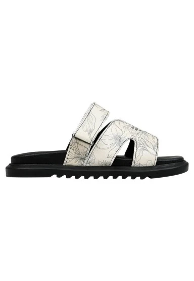 Kadın Vegan Deri Krem Terlik - Fly With Your Own Wings Tasarım - 