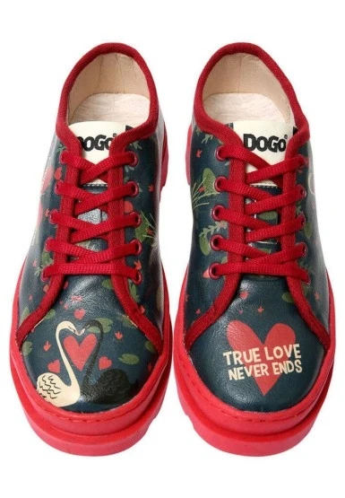 Kadın Vegan Deri Lacivert Sneakers - True Love Tasarım - 