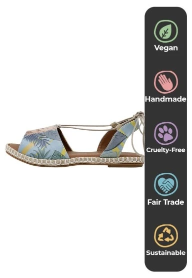 Kadın Vegan Deri Mavi Bağcıklı Sandalet - To the Beach Tasarım - 