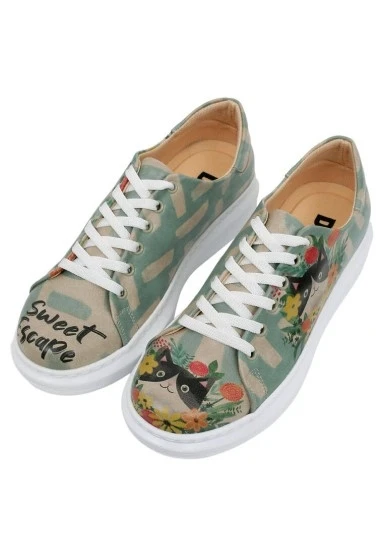 Kadın Vegan Deri Mavi Günlük Sneakers - Sweet Escape Tasarım - 
