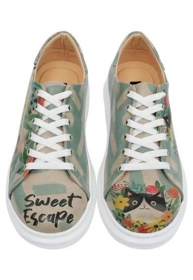 Kadın Vegan Deri Mavi Günlük Sneakers - Sweet Escape Tasarım - 