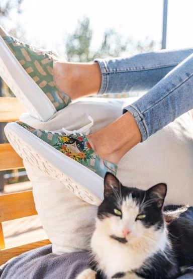 Kadın Vegan Deri Mavi Günlük Sneakers - Sweet Escape Tasarım - 