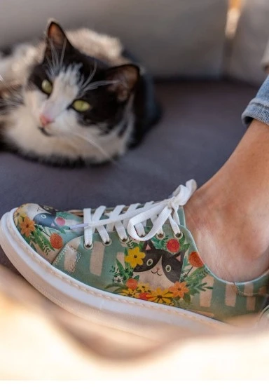 Kadın Vegan Deri Mavi Günlük Sneakers - Sweet Escape Tasarım - 