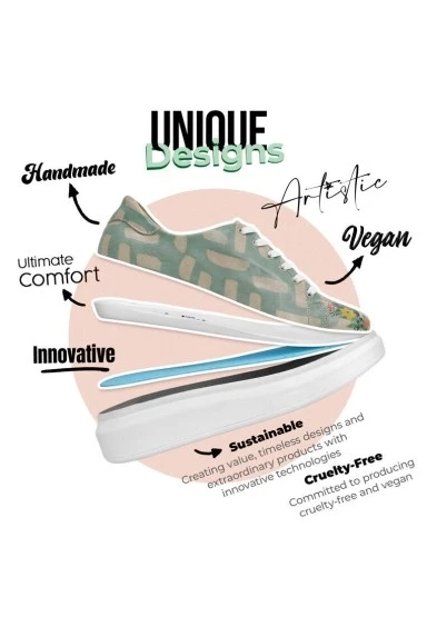 Kadın Vegan Deri Mavi Günlük Sneakers - Sweet Escape Tasarım - 