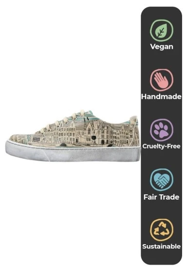 Kadın Vegan Deri Mavi Sneakers - Amsterdam Tasarım - 