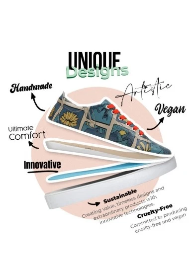 Kadın Vegan Deri Mavi Sneakers - It is a New Day Tasarım - 