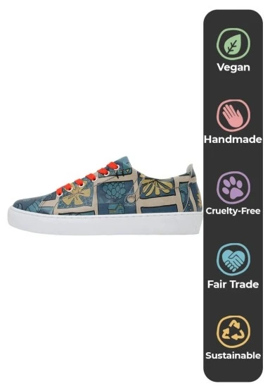 Kadın Vegan Deri Mavi Sneakers - It is a New Day Tasarım - 