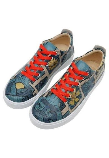 Kadın Vegan Deri Mavi Sneakers - It is a New Day Tasarım - 