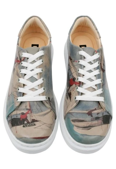 Kadın Vegan Deri Mavi Sneakers - Hey Sailor Tasarım - 