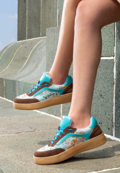 Dogo - Kadın Vegan Deri Mavi Sneakers - Explore Tasarım