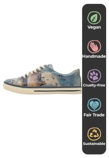 Kadın Vegan Deri Mavi Sneakers - Todo Bien Tasarım - 