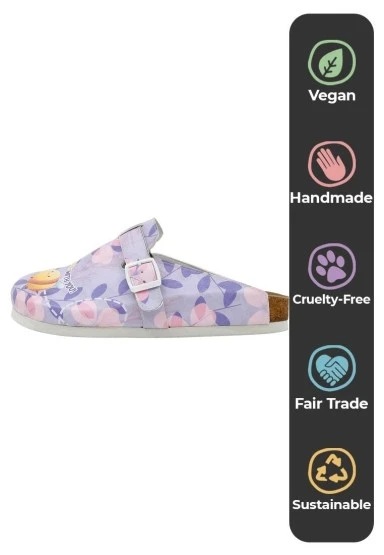Kadın Vegan Deri Mor Terlik - Just Wanna Bee with You Tasarım - 