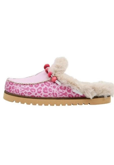 Kadın Vegan Deri Pembe İçi Peluş Terlik - Warner Bros Pink Leopard Lola Bunny Tasarım - 