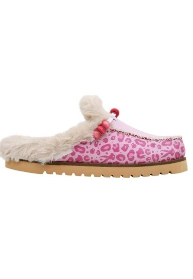 Kadın Vegan Deri Pembe İçi Peluş Terlik - Warner Bros Pink Leopard Lola Bunny Tasarım - 