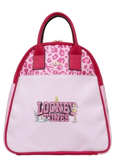 Kadın Vegan Deri Pembe Sırt Çantası - Warner Bros Looney Tunes Pink Leopard Lola Bunny Tasarım - 