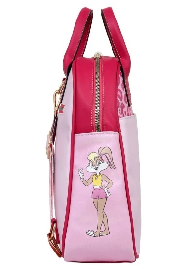 Kadın Vegan Deri Pembe Sırt Çantası - Warner Bros Looney Tunes Pink Leopard Lola Bunny Tasarım - 