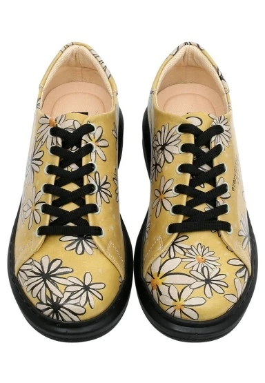 Kadın Vegan Deri Sarı Sneakers - Everything will be Okay Tasarım - 