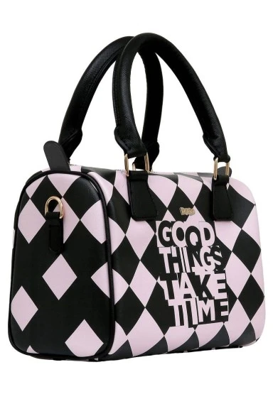 Kadın Vegan Deri Siyah El Çantası - Good Things Take Time Tasarım - 