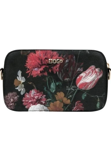 Kadın Vegan Deri Siyah El Çantası - Black Floral Tasarım - 