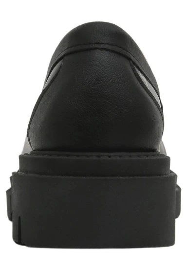 Kadın Vegan Deri Siyah Loafer - Supper BlackWhite Tasarım - 