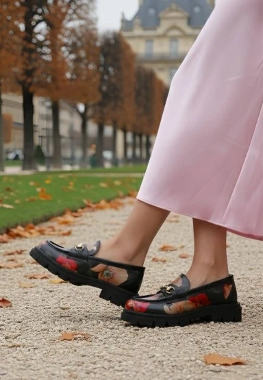 Kadın Vegan Deri Siyah Loafer - Poppy Tasarım - 