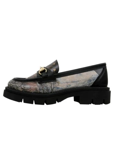 Kadın Vegan Deri Siyah Loafer - The Model Book Of Calligraphy Tasarım - 