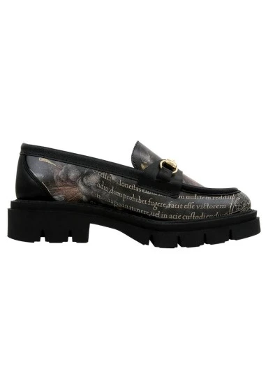 Kadın Vegan Deri Siyah Loafer - The Model Book Of Calligraphy Tasarım - 