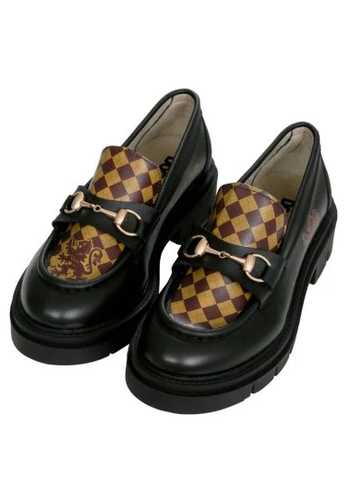 Kadın Vegan Deri Siyah Loafer - Warner Bros Harry Potter House of Gryffindor Tasarım - 