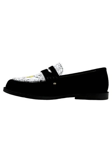 Kadın Vegan Deri Siyah Loafer - Warner Bros Looney Tunes Tweety Tasarım - 