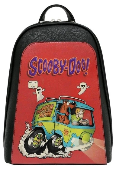 Kadın Vegan Deri Siyah Sırt Çantası - Warner Bros Scooby Doo Ghost Chase Tasarım - 
