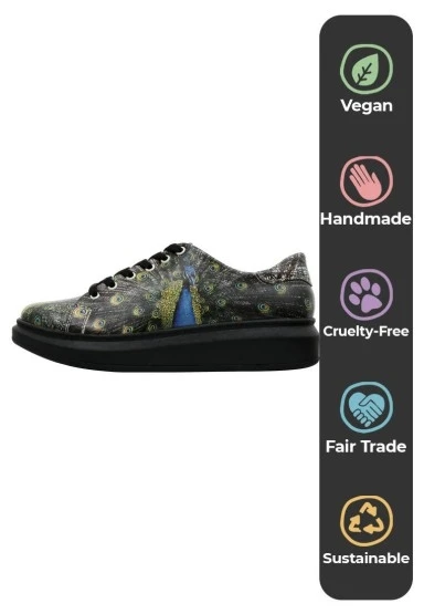 Kadın Vegan Deri Siyah Sneakers - All Beauty is in You Tasarım - 