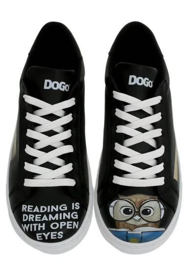 Kadın Vegan Deri Siyah Sneakers - The Wise Owl Tasarım - 