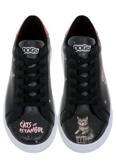 Kadın Vegan Deri Siyah Sneakers - Paws on Taksim Tasarım - 