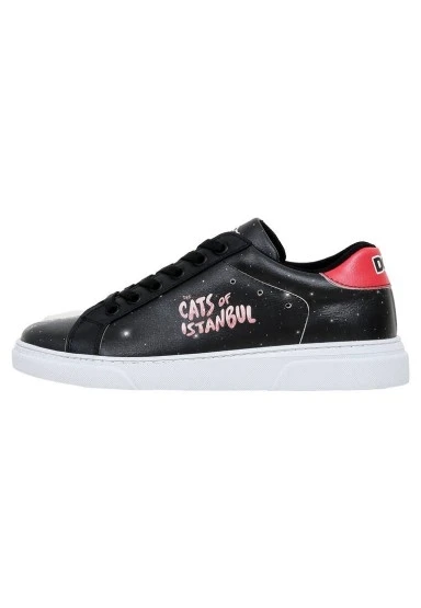 Kadın Vegan Deri Siyah Sneakers - Paws on Taksim Tasarım - 